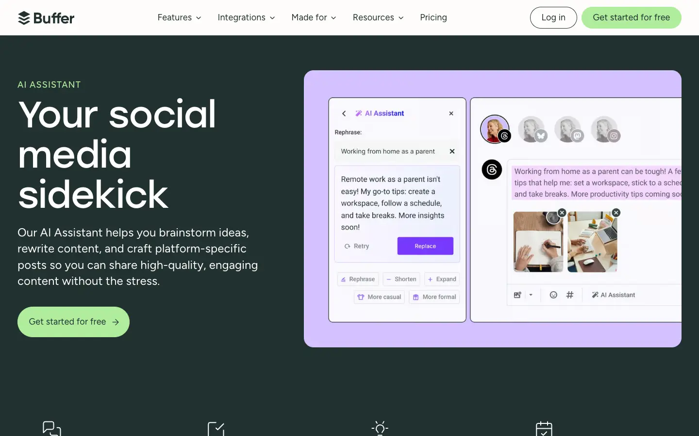 Buffer AI Assistant website preview