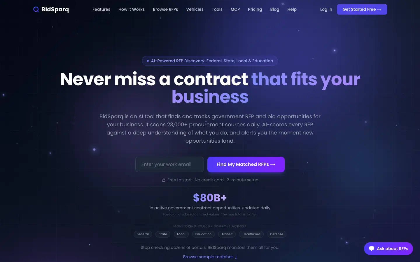 BidSparq website preview