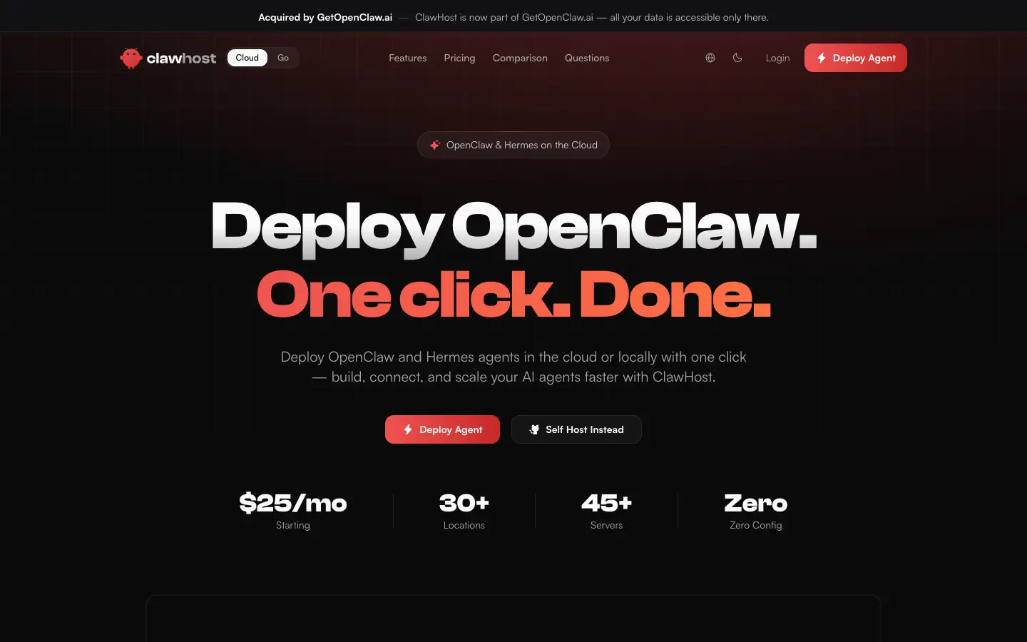 ClawHost website preview