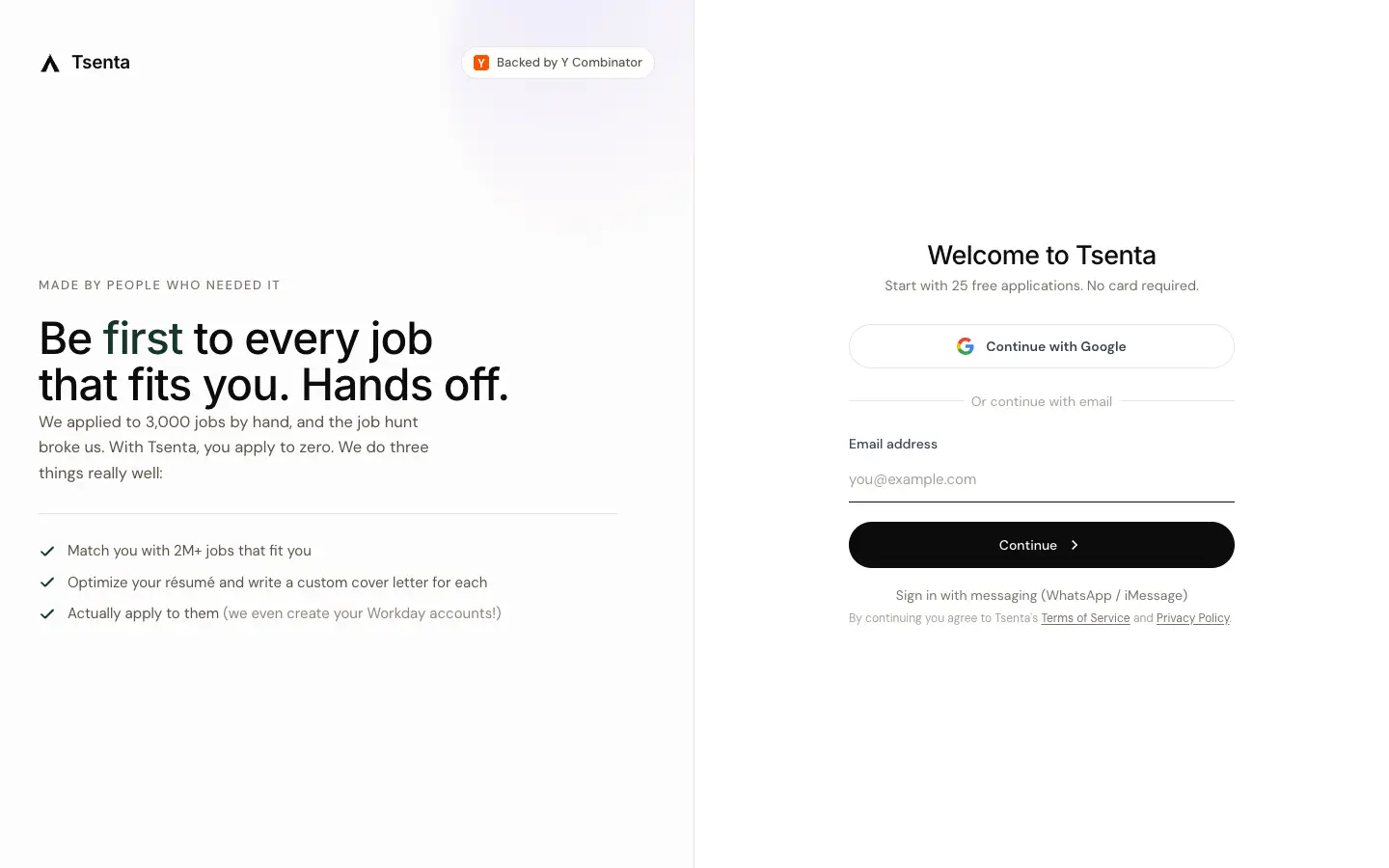 Tsenta website preview