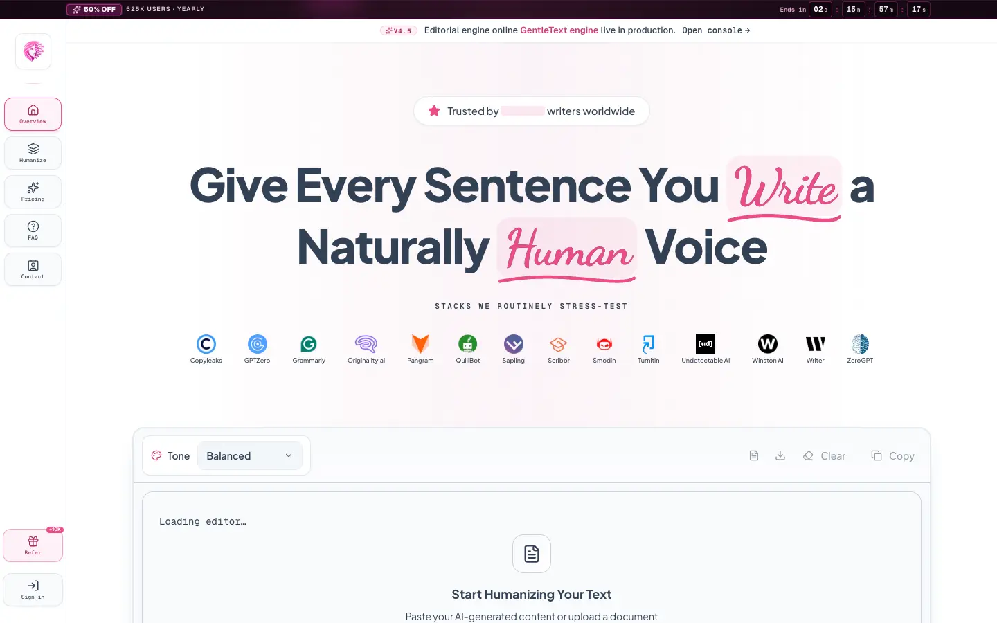 GentleText website preview