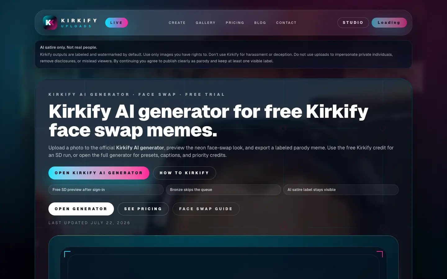 Kirkify website preview