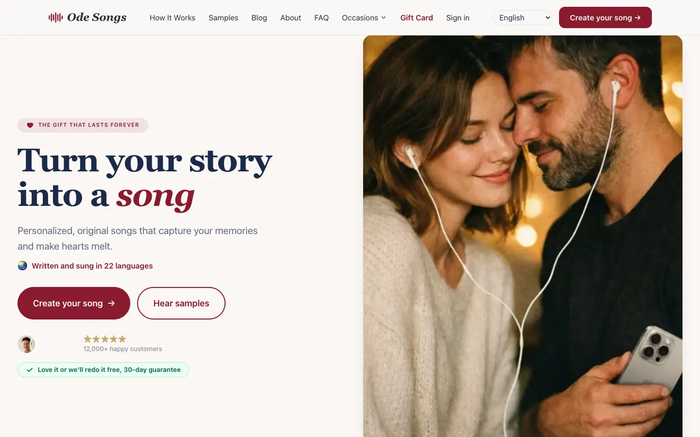 Odesongs website preview