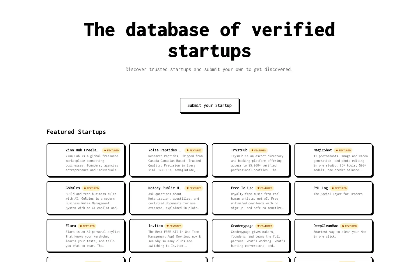 StartupTrusted website preview