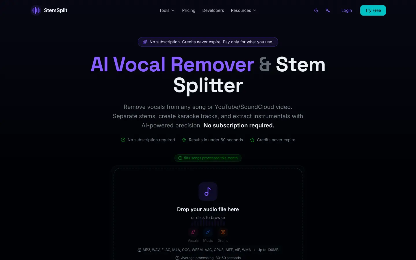 StemSplit website preview