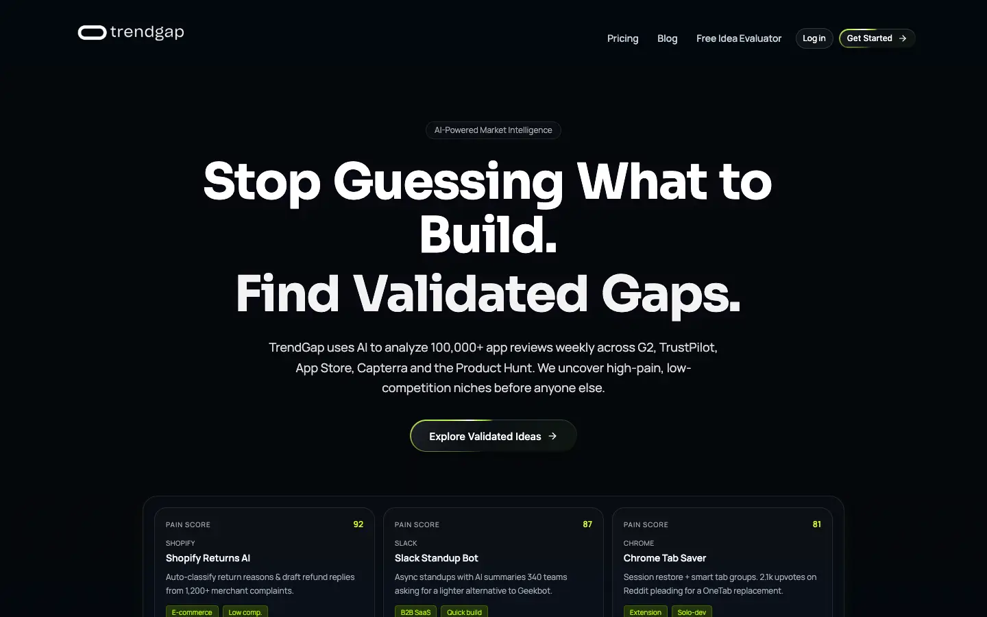 TrendGap website preview
