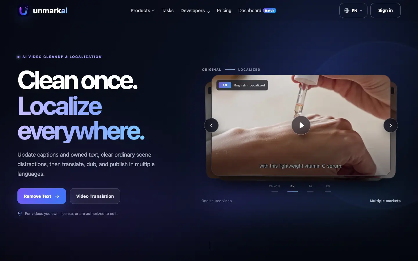 UnmarkAI website preview