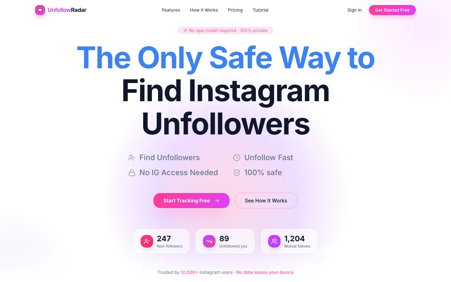 UnfollowRadar website preview