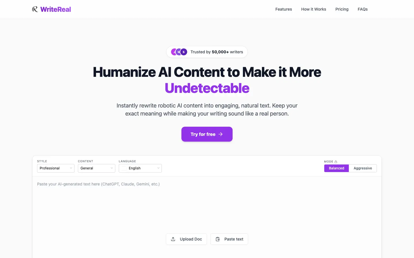 WriteReal website preview